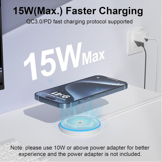 MagSafe Charger 2 Pack 15W Magnetic Wireless Charger Fast Charging Pad Compatible with iPhone 17/16/15/14/13/12 Series & AirPods 4/3/2/Pro Magnetic MagSafe Charging Pad with Dual Ports - hover image