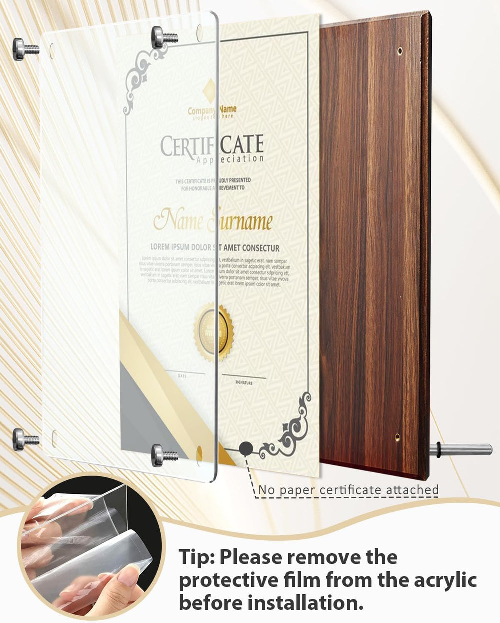WOCOCN Trophy Award, Wood Plaque, Employee Appreciation Plaques, Decorative Signs & Plaques, Certificate Frames 14.88 x 11.22in, Slide in A4 Paper, Applicable to Appreciation,Recognition, Diploma, Thank You, Retirement, Anniversary (Wood Certificate Plaqu
