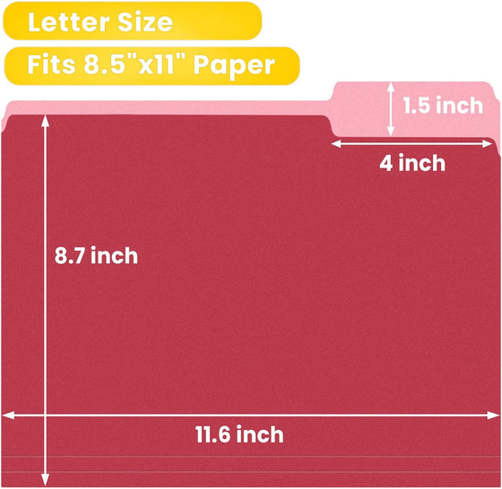 SUNEE File Folders, 30 Pack Manilla Folders 8.5 x 11, Colored File Folders Home Office School Supplies for Documents Files Paper, 6 Assorted Colors - hover image