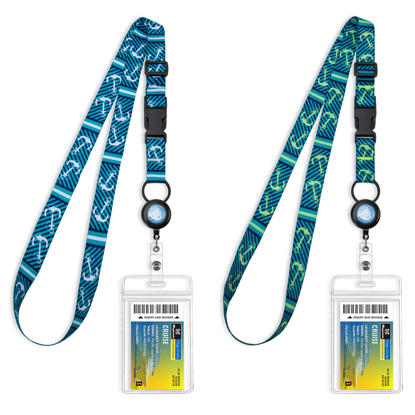 MNGARISTA Cruise Lanyards, Adjustable Lanyard with Retractable Reel, Waterproof ID Badge Holder for All Cruises Ships Key Cards, 2pack