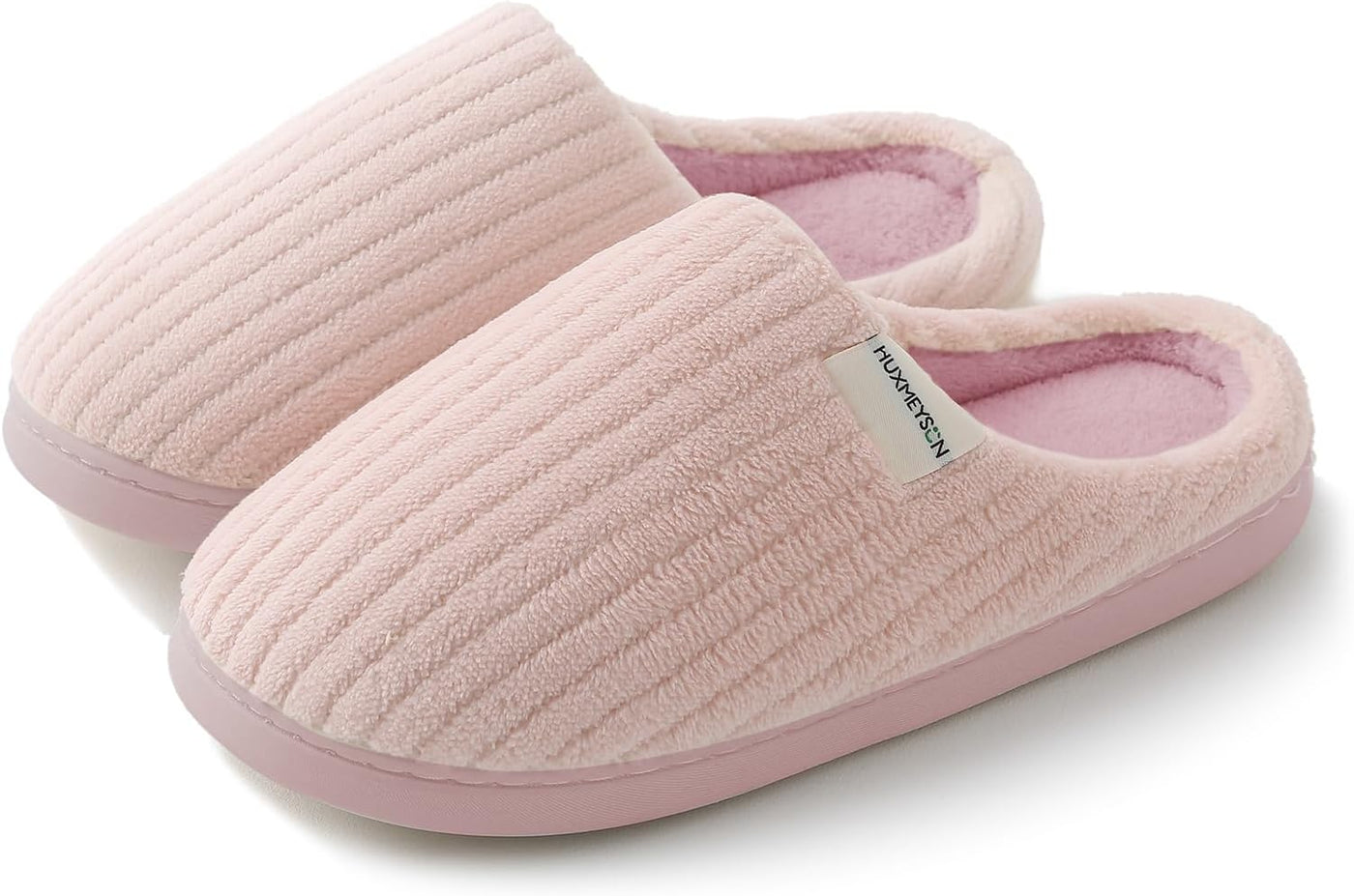 HUXMEYSON Slippers for Women, Warm Memory Foam Comfy House Slippers with Anti-Skid Rubber Sole for Indoor and Outdoor