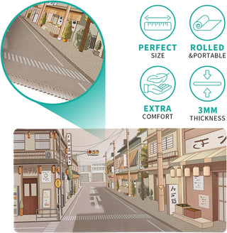 Tokyo Street Mouse Pad Anime Japanese Desk Mat Kawaii Large Gaming Mousepad XL Beige Cute Mousepad Gaming Non-Slip Rubber Base Stitched Edges Keyboard Mouse Mat Desk Pad for Office Home and Game