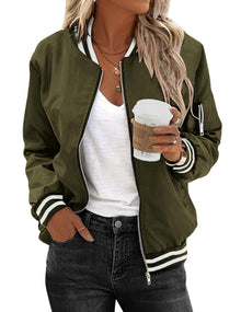 Zeagoo Women's Bomber Jacket Casual Coat Zip Up Spring Fall Clothes with Pockets S-XXL