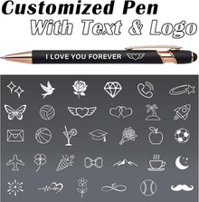 WNNNS Bulk Custom Pens Personalized with Name & Logo, Customized Engraved Pens, Black Ink Ballpoint with Stylus Tips, Office Employee Graduation Teacher Appreciation Gifts.