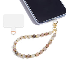 Marble Beaded Phone Wrist Strap,Detachable Phone Bracelet Strap with Tether Tab,Hands-Free Wristlet Strap (Rose Quartz)