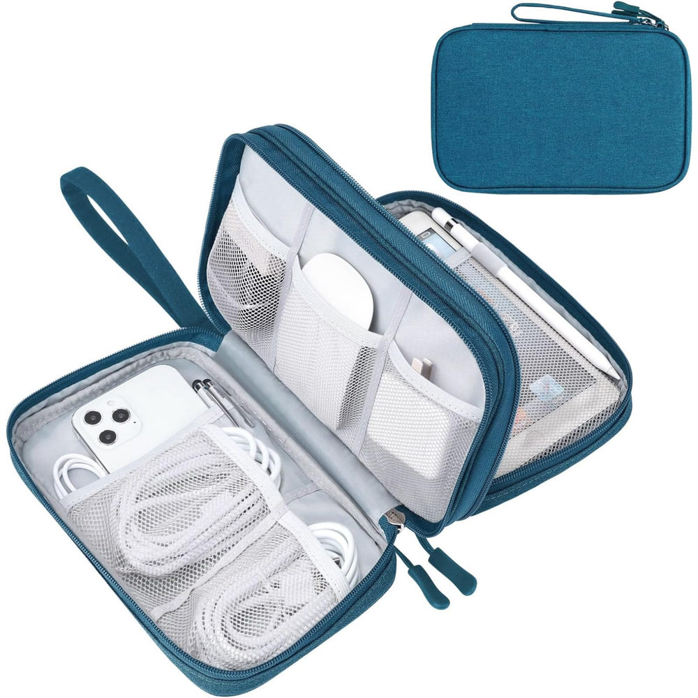 FYY Travel Cable Organizer Pouch Electronic Accessories Carry Case Portable Waterproof Double Layers All-in-One Storage Bag for Cord, Charger, Phone, Earphone Black
