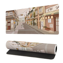 Tokyo Street Mouse Pad Anime Japanese Desk Mat Kawaii Large Gaming Mousepad XL Beige Cute Mousepad Gaming Non-Slip Rubber Base Stitched Edges Keyboard Mouse Mat Desk Pad for Office Home and Game