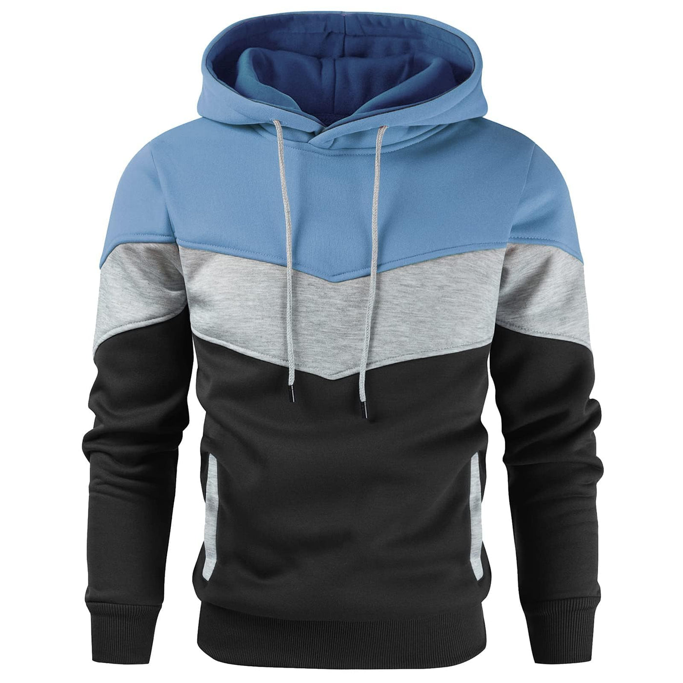 Gesean Men's Novelty Color Block Pullover Fleece Hoodie Long Sleeve Casual Sweatshirt with Pocket