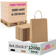 MESHA Brown Paper Bags 8x4.25x10.5 Inch 20Pcs, Paper Bags with Handles, Sturdy Brown Gift Bags for Retail, Birthday Party Favors, Shopping, Small Business (Made in USA)