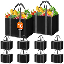 WISELIFE Reusable Grocery Bags with Handles - 3 Pack, 35L Large Shopping Bags for Groceries, Water-Resistant & Foldable Grocery Totes for Lasting Use for Kitchen, Market, Car Trunk, Picnic (Gray)