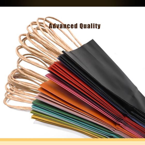 qiqee Medium Size Paper Gift Bags With Handles 10.6"x8.3"x4.3" 16 Solid Colors Party Favor Bags（16-Packs） - hover image
