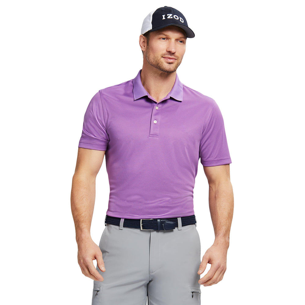 Izod Men's Performance Golf Grid Short Sleeve Stretch Polo Shirt