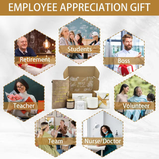 Thank You gift Set for Women & Men - New Employee Welcome, Coworker Farewell, Teacher Appreciation, Office Gift Baskets for Social Worker, Secretary, Going Away Gift (White)