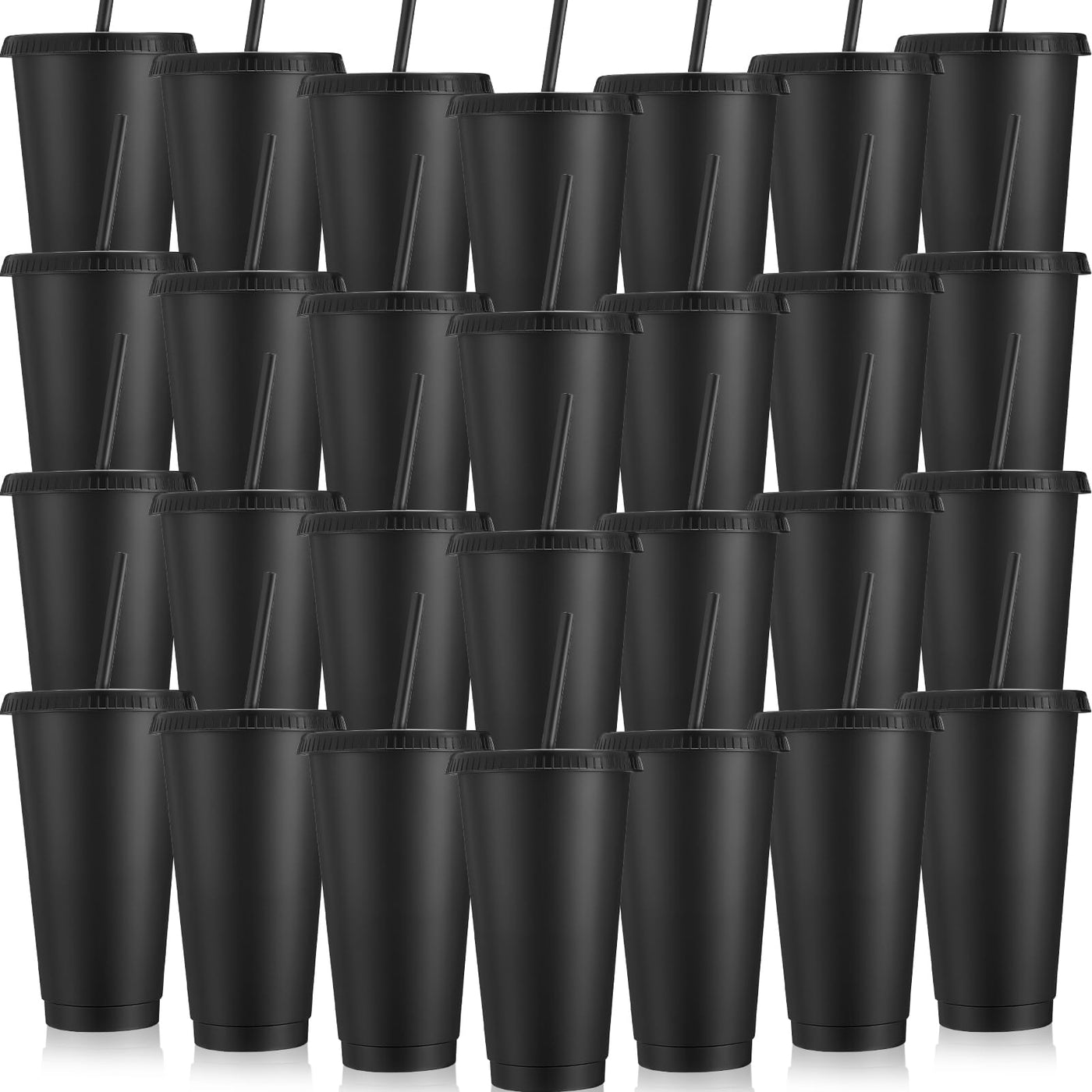 Honeydak 15 Pack Tumbler with Straw and Lid Bulk Cups for Gifts Water Bottle Iced Coffee Travel Mug Cup Reusable Plastic Tumblers for Party Birthdays 24-27 oz (Solid Color)