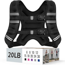 Zeerun Weighted Vest, 6lb/8lb/10lb/12lb/15lb/18lb/20lb/24lb/30lb for Men Women, Reflective Stripe Adjustable Buckle, Comfortable Durable Rucking Vest for Walking Running Strength Training