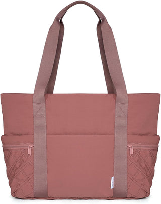 NOL Lightweight Puffer Tote Bag for Women-Quilted Shoulder Bag with Zippered Compartments | Waterproof Puffy Handbag for Work