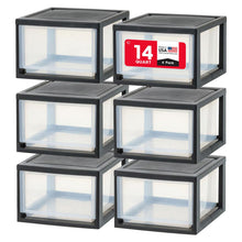 IRIS USA 6 Qt. Plastic Drawer Storage Organizer Stacking Drawers, 2-Pack, Stackable Unit with Sliding Drawer for Bedroom Kitchen Under Sink Pantry Craft Room Bathroom Dorm Office, Black