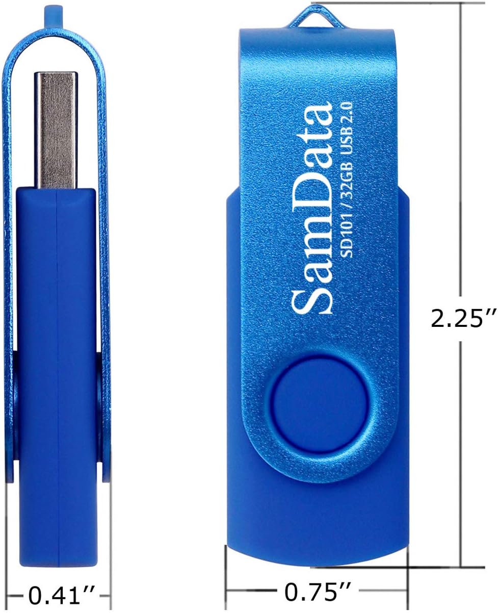 SamData 32GB USB Flash Drives 2 Pack 32GB Thumb Drives Memory Stick Jump Drive with LED Light for Storage and Backup (2 Colors: Black Blue)