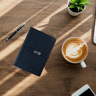 Multifunctional Professional PU Leather A5 Black Notebook and Journal with Pen, Card Holder, and Gift Box – for Business, Office, and Students