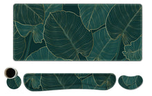 ToLuLu Extended Gaming Mouse Pad, Memory Foam Ergonomic Keyboard Mouse Wrist Rest Support Set, Large Desk Mat with Stitched Edges, Non-Slip Base Mousepad for Home Office Game and Study, Green Theme