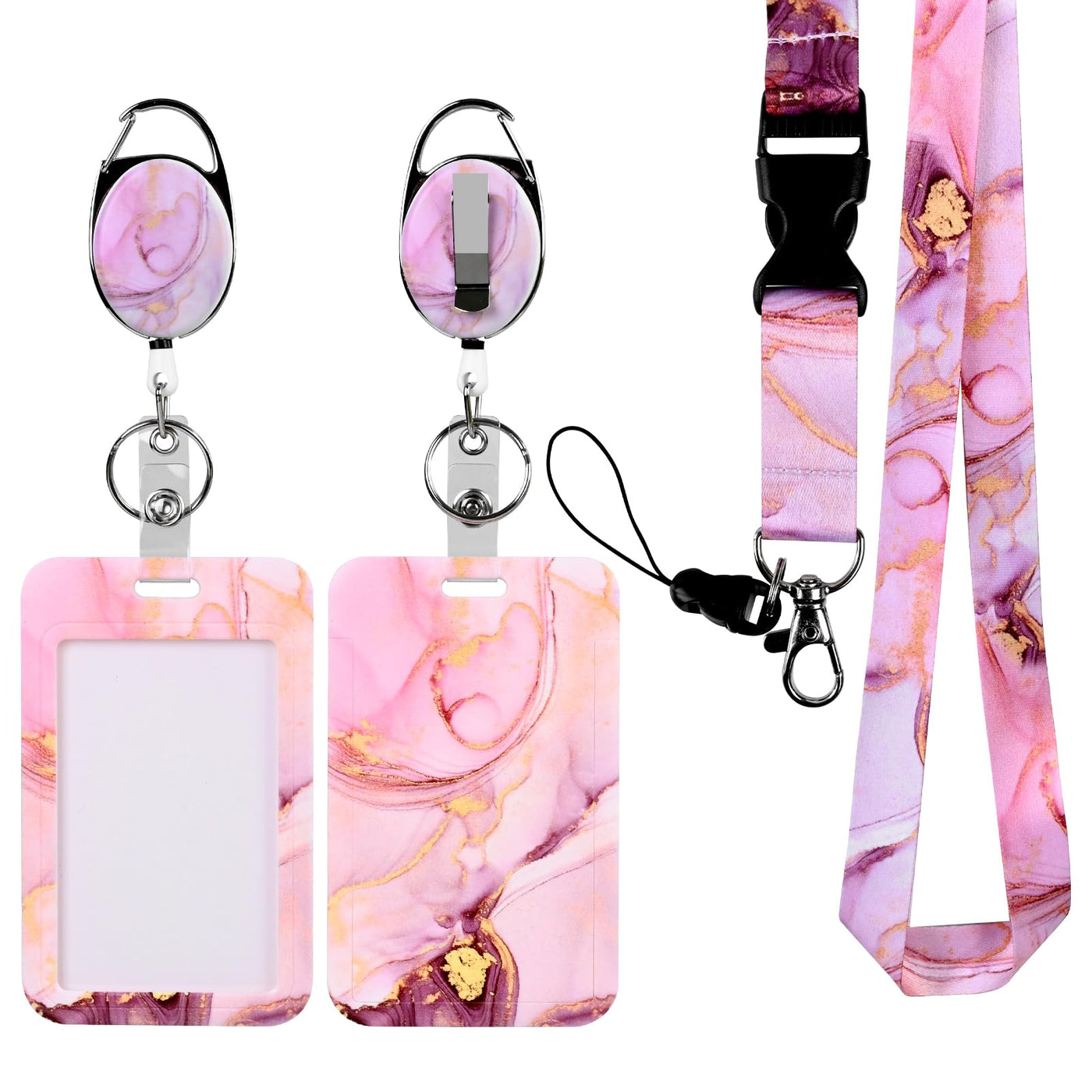 Retractable ID Badge Holder with Breakaway Lanyard,Heavy Duty Badge Reel,Detachable Keychain, Cruise Ship Cards Holder,for Nurse Officer Teacher Security Staff Women Men