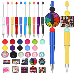 Jetec 10 Sets Teacher Beadable Pen Kit DIY Teacher Pen Gifts First Day of School Appreciation Gifts for School Team Staff Coworker Office Supplies