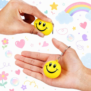 Blulu 20 Pack Smile Stress Balls Keychains Mini Foam Ball Keychains Yellow Stress Relief Gifts for Party Favors, School Carnival Reward, Birthday Party Supplies, Goodie Bag Stuffers