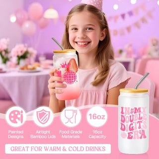 Frerdui 10 Year Old Girl Gifts, 10th Birthday Gifts for Girls, Double Digits Birthday Gift Set for Girls Age 10, Best Gift Ideas for 10 Year Old w/ 16oz Glass Cup, 6 Pcs