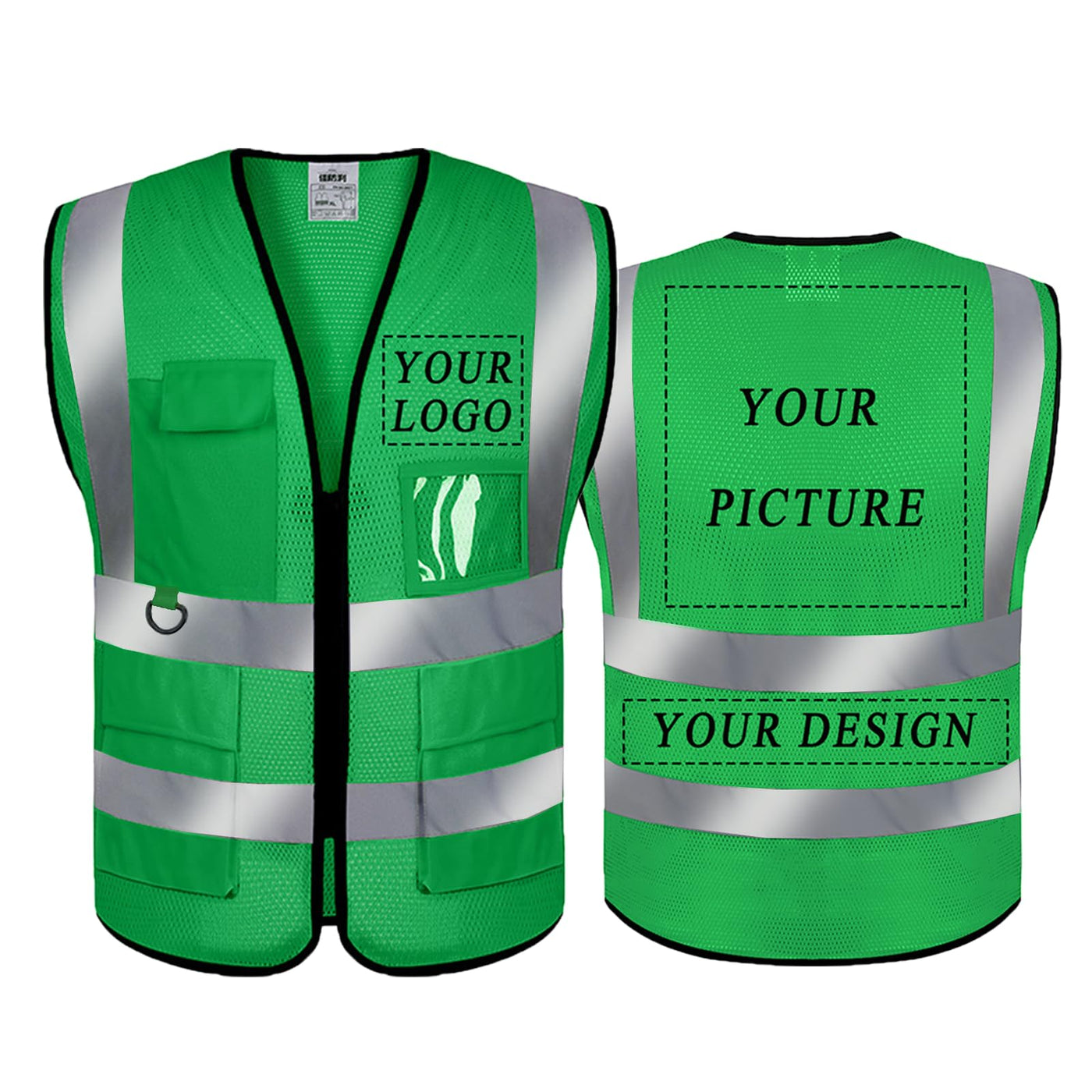 BeautyWill Custom Safety Vest Logo Class 2 High Visibility Reflevtive Vest Outdoor Protective Workwear