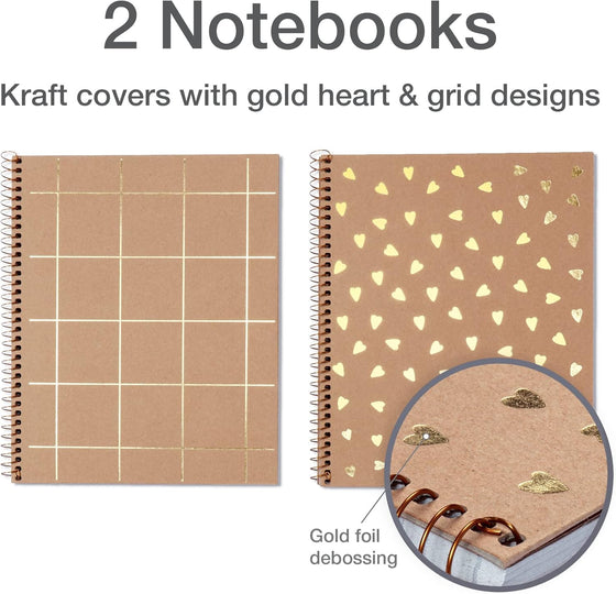 Oxford Spiral Notebooks, 2 Pack, 100% Recycled, Kraft Notebooks, Gold, College Ruled, 80 Sheets/160 Pages, Student Gifts, Teacher Gifts (90881) - hover image