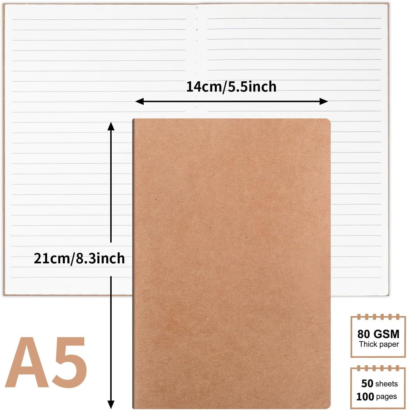 Custom Notebooks Bulk - Personalized Notebook with Logo Photo & Text, A5 Lined Journal Perfect for Journaling, Business, Office, School Supplies, (50 Sheets/100 Pages)