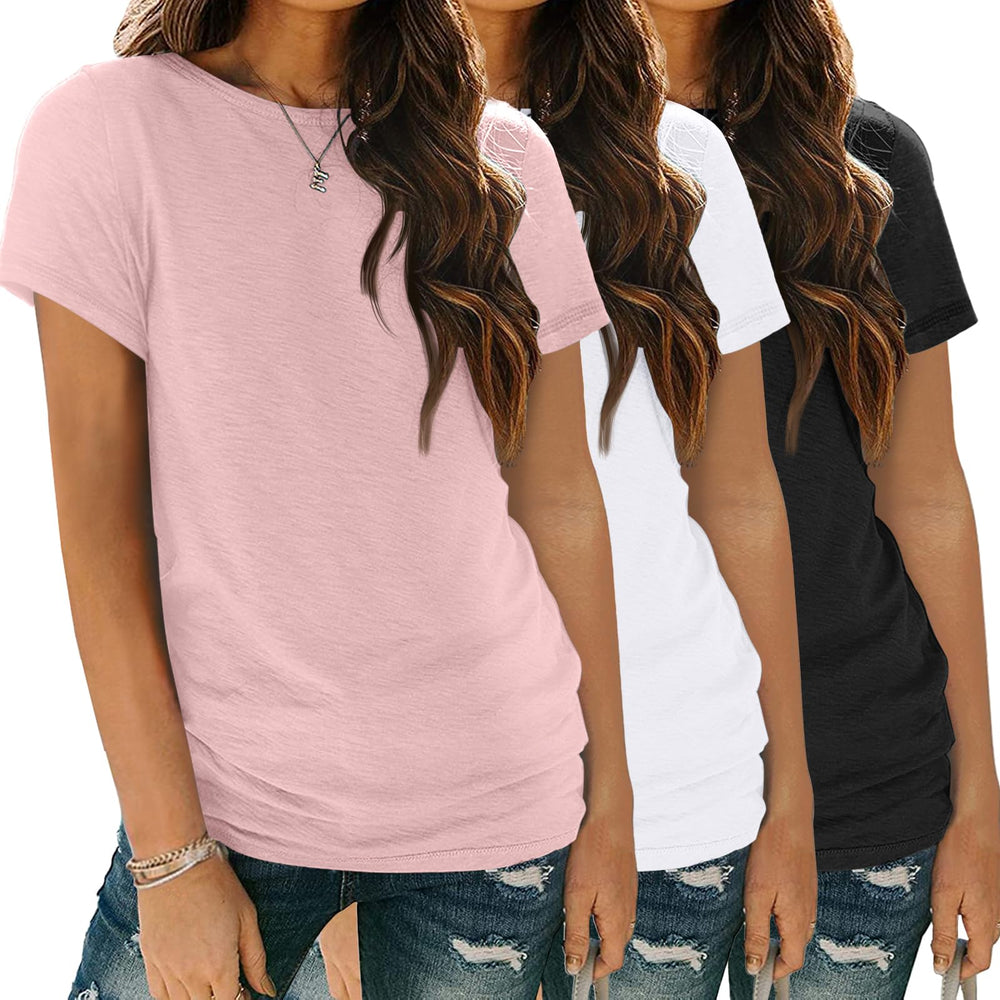 SUNBS Womens 3 Pack T-Shirts Short Sleeve Summer Tops Fashion Basic Tees Comfy Casual Vacation Outfits Workout Clothes 2026