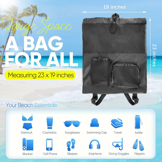 HOHOM Swim Mesh Beach Bag, Waterproof Gym Bags for Women and Men, Large Pool Bag Swimming Gear Drawstring Backpack - hover image