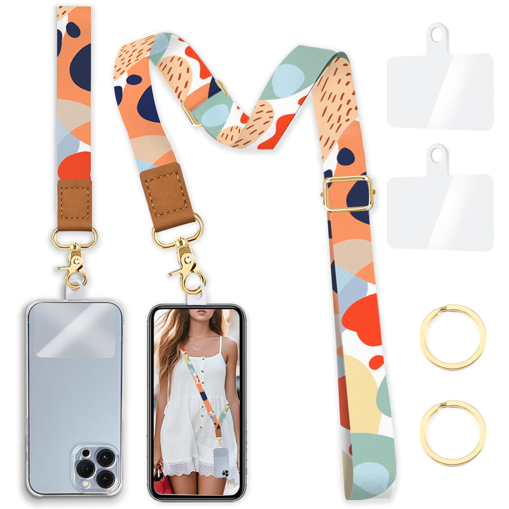 Yonlevres Flower Phone Lanyard Crossbody Strap, Floral Cell Phone Lanyards for around the Neck Wristlet Wrist Strap Adjustable for Keys Case Accessories Travel Essentials