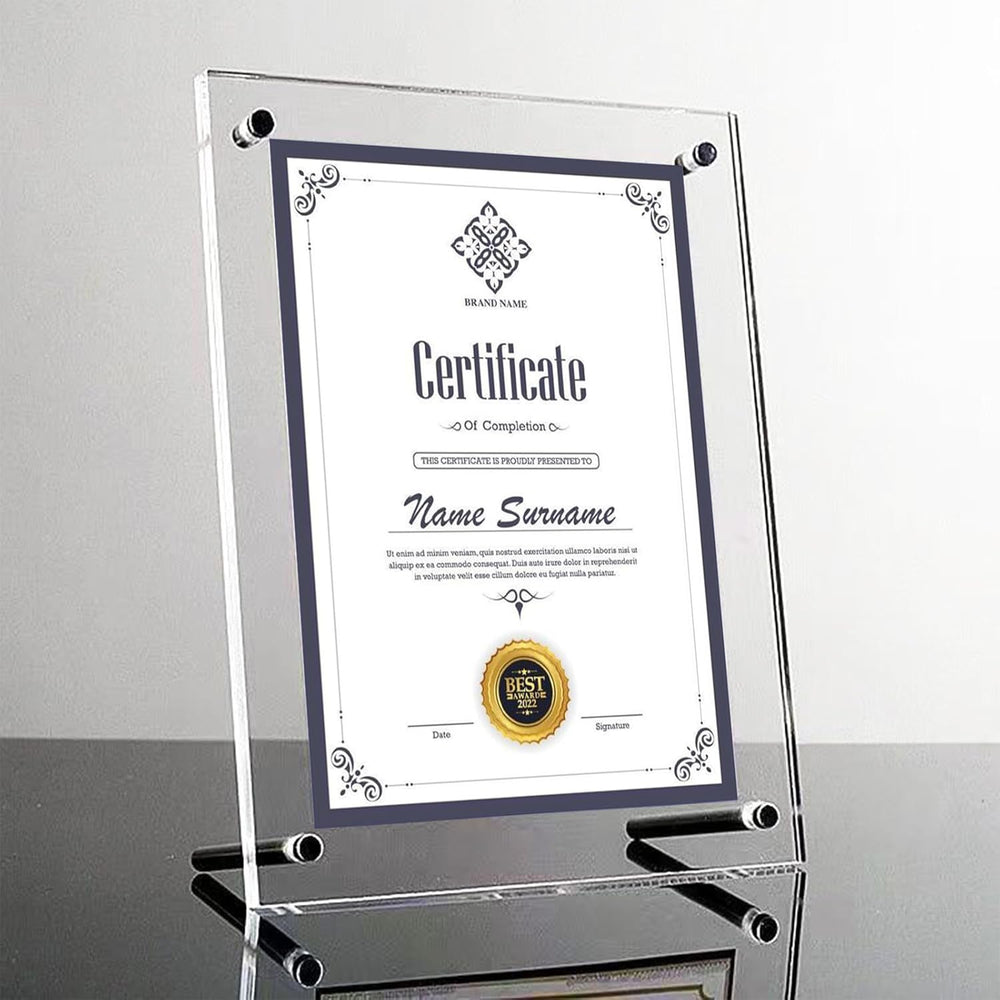 Award Plaques,13 x 9.5 in Acrylic Certificate Frame,Employee of The Month Plaque,Picture Plaques Holds A4 Size Paper,Placed Your Award,Diploma Certificate (Acrylic Plaque)