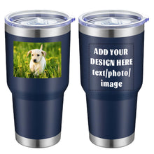 MEWAY Personalized Custom 12oz Wine Tumbler with Lid, Insulated Double Wall Vacuum Travel Tumbler Gifts with Text Photo Logo (Blue, 1pack)