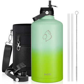 BUZIO 40oz Insulated Water Bottle, Triple Wall Vacuum Stainless Steel Water Flask with 2 lids, Lead-Free BPA-Free Straw Lid Sports Canteen Jug, Cold 48H & Hot 24H- Black