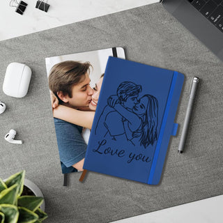 STREADVE Personalized Journal Notebook with Logo Photo Custom Journaling Notebook for Women Men College Ruled Notebooks Design Leather Lined Journals Gift for Work School Business Church