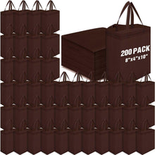 Windyun 50 Pcs Reusable Tote Bag Bulk 8 x 4 x 10 Inch Non Woven Shopping Bag with Handle Reusable Portable Grocery Gift Tote (Black)