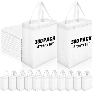 Windyun 50 Pcs Reusable Tote Bag Bulk 8 x 4 x 10 Inch Non Woven Shopping Bag with Handle Reusable Portable Grocery Gift Tote (Black)