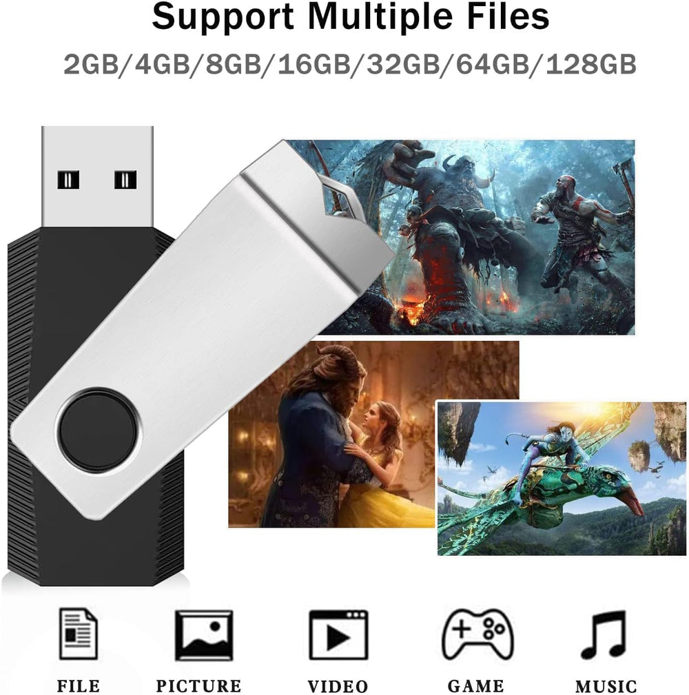 1GB USB 2.0 Flash Drive 2 Pack Wooolken Thumb Drives Jump Pen Drive Memory Stick with LED Light and Lanyards for Storage and Backup(1G, 2 Colors: Black Blue)