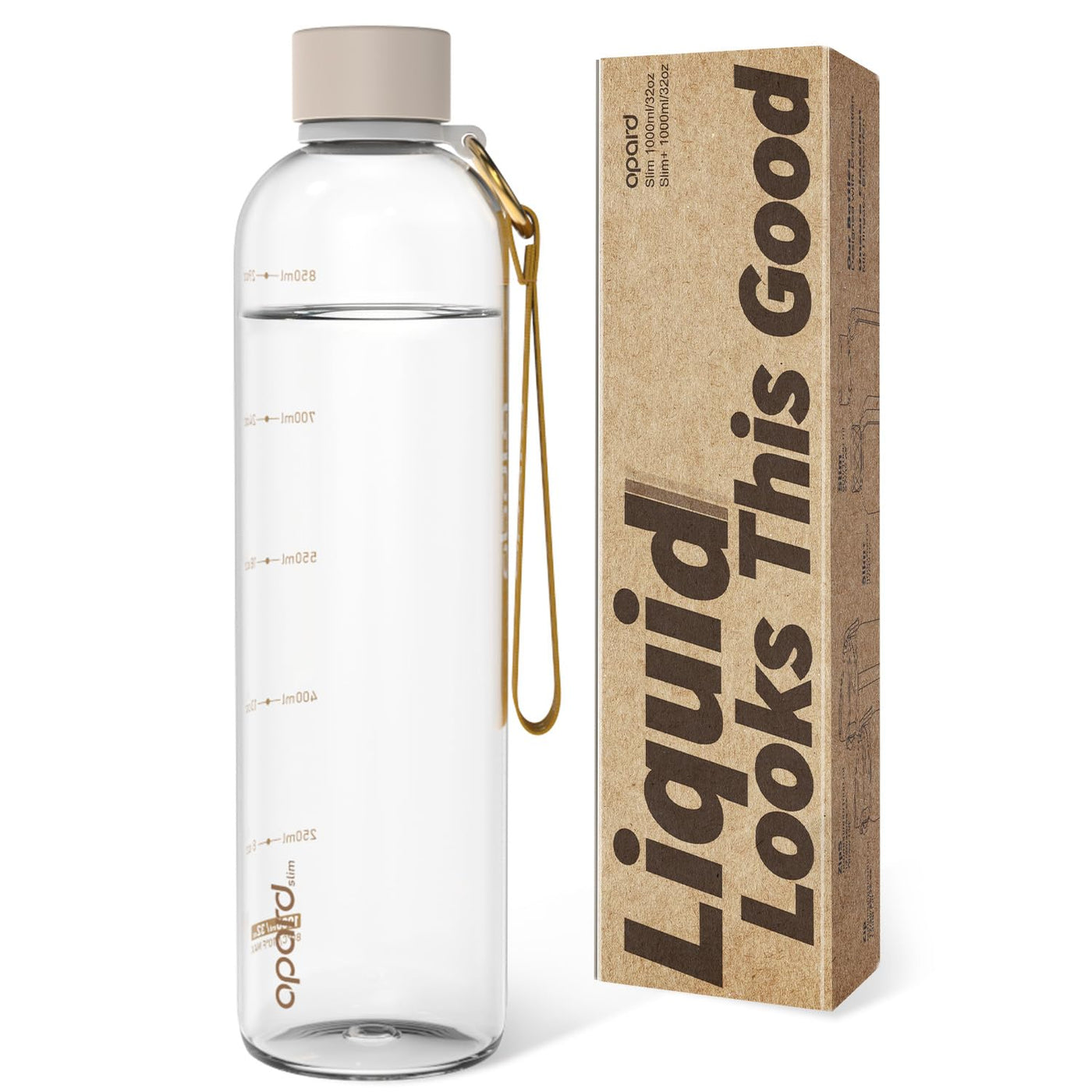Opard Slim Water Bottle 27oz, Dishwasher Safe Plastic Water Bottle BPA-Free, Leakproof Screw Top, Cream White, Reusable for Travel School Sport Gym Hiking