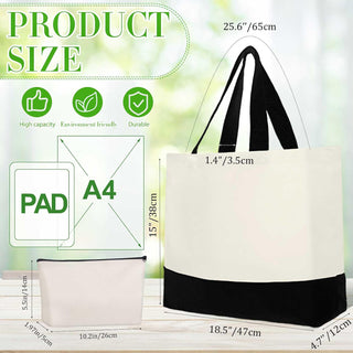 Sanwuta 24 Pcs Canvas Tote Bags Bulk 18.5" Cotton Cosmetic Bags Reusable Shopping Tote with Handles