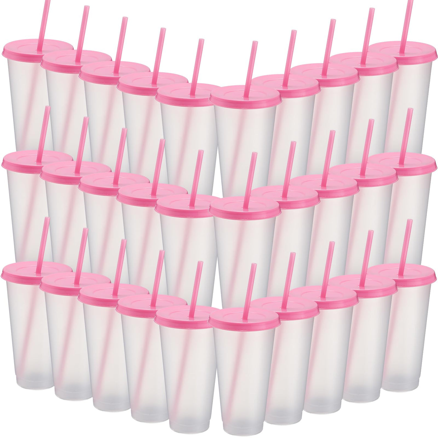 Honeydak 15 Pack Tumbler with Straw and Lid Bulk Cups for Gifts Water Bottle Iced Coffee Travel Mug Cup Reusable Plastic Tumblers for Party Birthdays 24-27 oz (Solid Color)