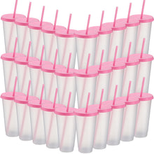 Honeydak 15 Pack Tumbler with Straw and Lid Bulk Cups for Gifts Water Bottle Iced Coffee Travel Mug Cup Reusable Plastic Tumblers for Party Birthdays 24-27 oz (Solid Color)