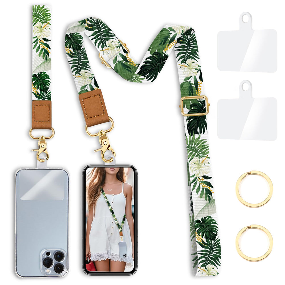 Yonlevres Flower Phone Lanyard Crossbody Strap, Floral Cell Phone Lanyards for around the Neck Wristlet Wrist Strap Adjustable for Keys Case Accessories Travel Essentials
