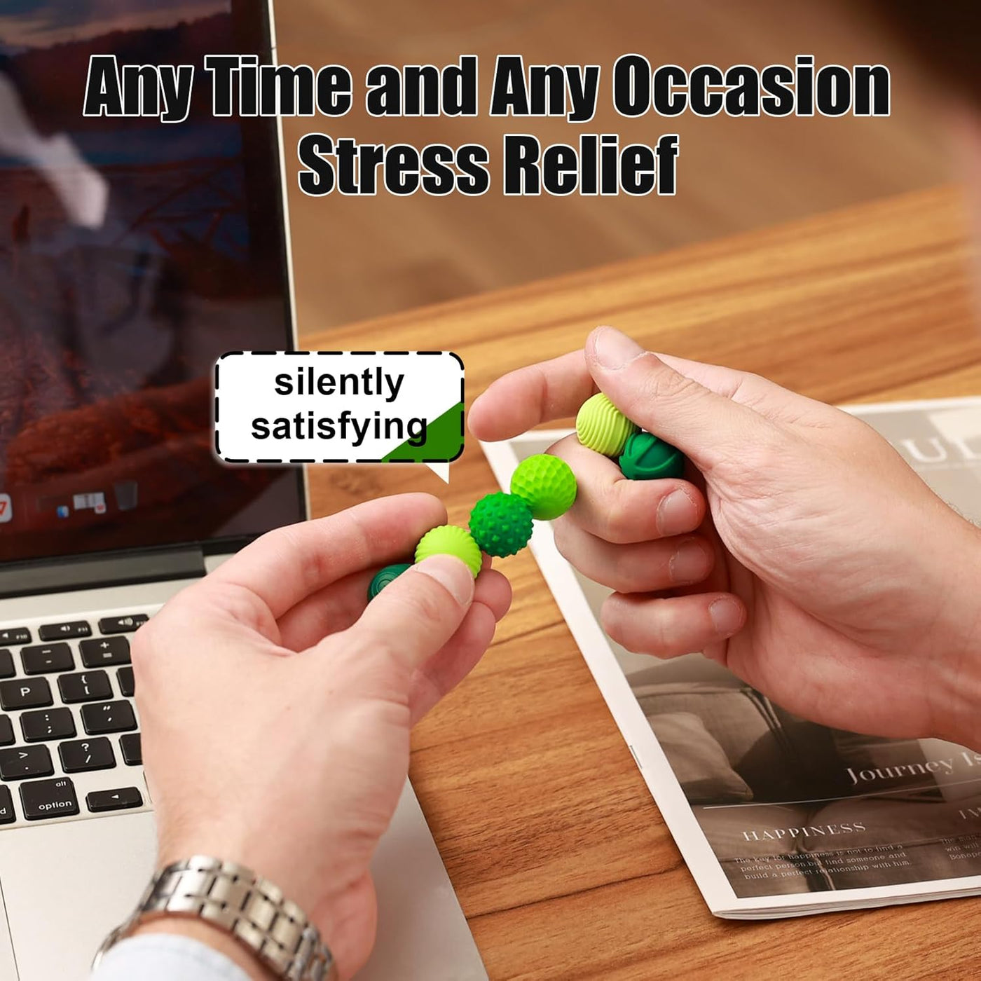 Silicone Magnetic Balls, Fidget Toys, 6-Pack Stress Relief Toys for Adults, Teens, Sensory Toy for Fingers Hands, Quiet Office Desk Toys with Textures, Magnet Fidget Fun Gift