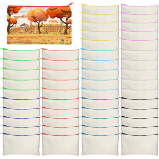 Legigo Blank Canvas Bag Zipper Pouch Makeup Bags Bulk - Multi-Purpose Canvas Pencil Pouch with Sturdy Zipper, Cosmetic Bag Travel Toiletry Bag for DIY Craft Projects, Storage (8.3 x 5 inches)