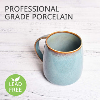Bosmarlin Matte Ceramic Coffee Mug, Tea Cup for Office and Home, 13 oz, Dishwasher and Microwave Safe, 1 Pack (Lake Blue(Glossy))
