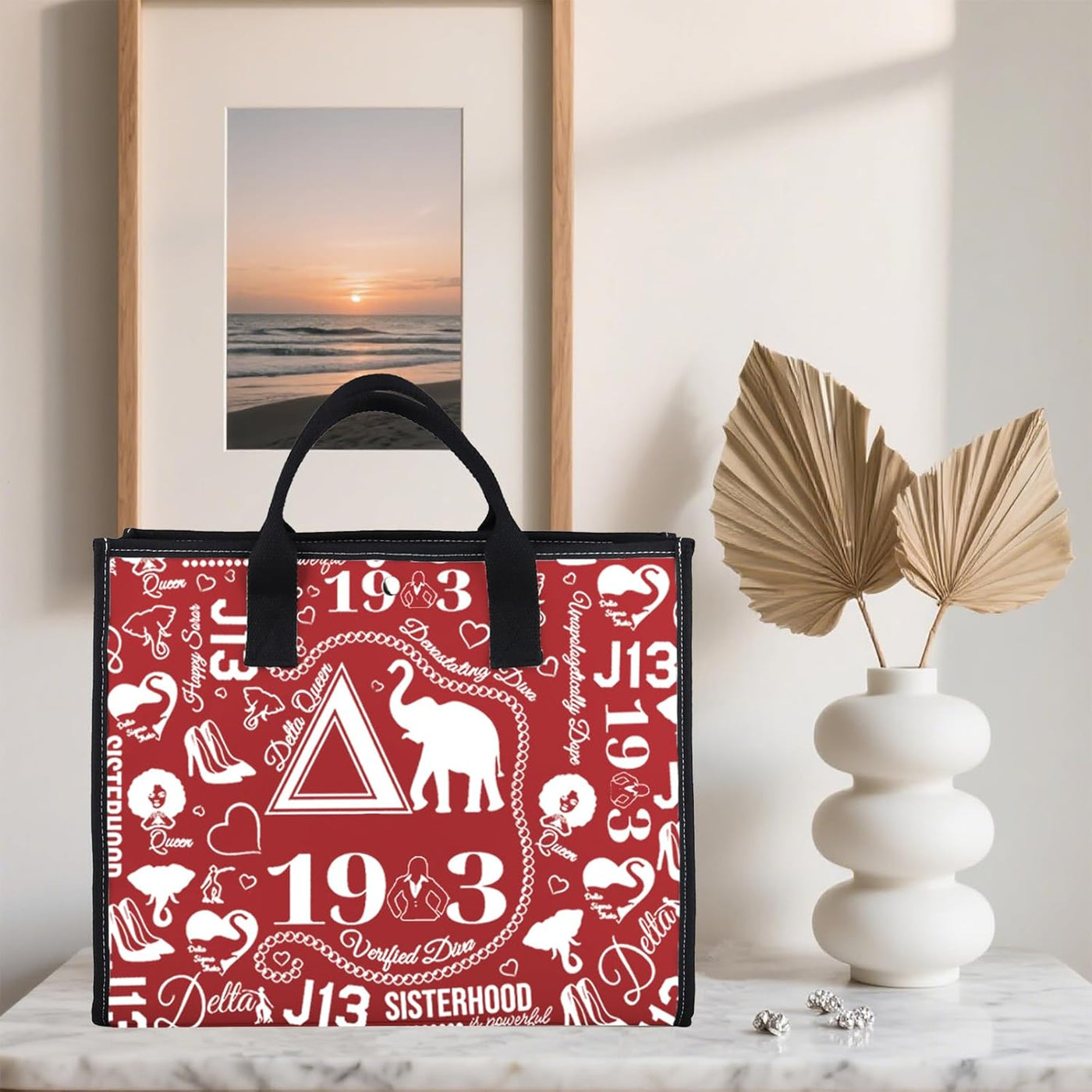 TSOTMO Sisterhood Inspired Tote Bag Sorority Sister Black Greek Paraphernalia Shoulder Bag Gift for Women